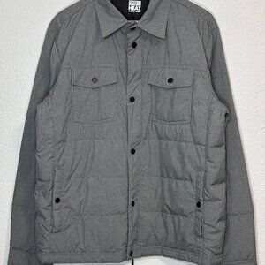 32 Degrees Gray Lightweight Button/Zipper Down Puffer Shirt Jacket - Men's M